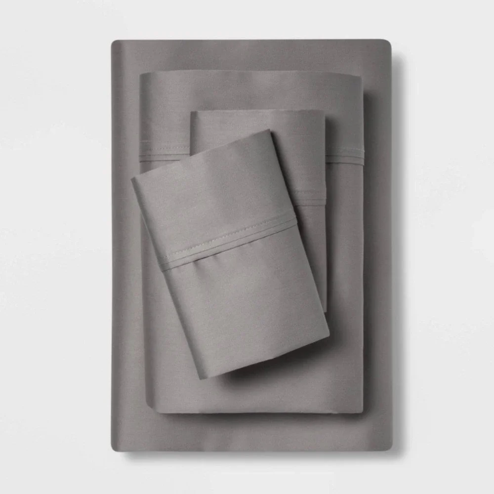 Threshold Sheet Set Queen Gray 400 Thread Count Performance Cotton Sateen NWT